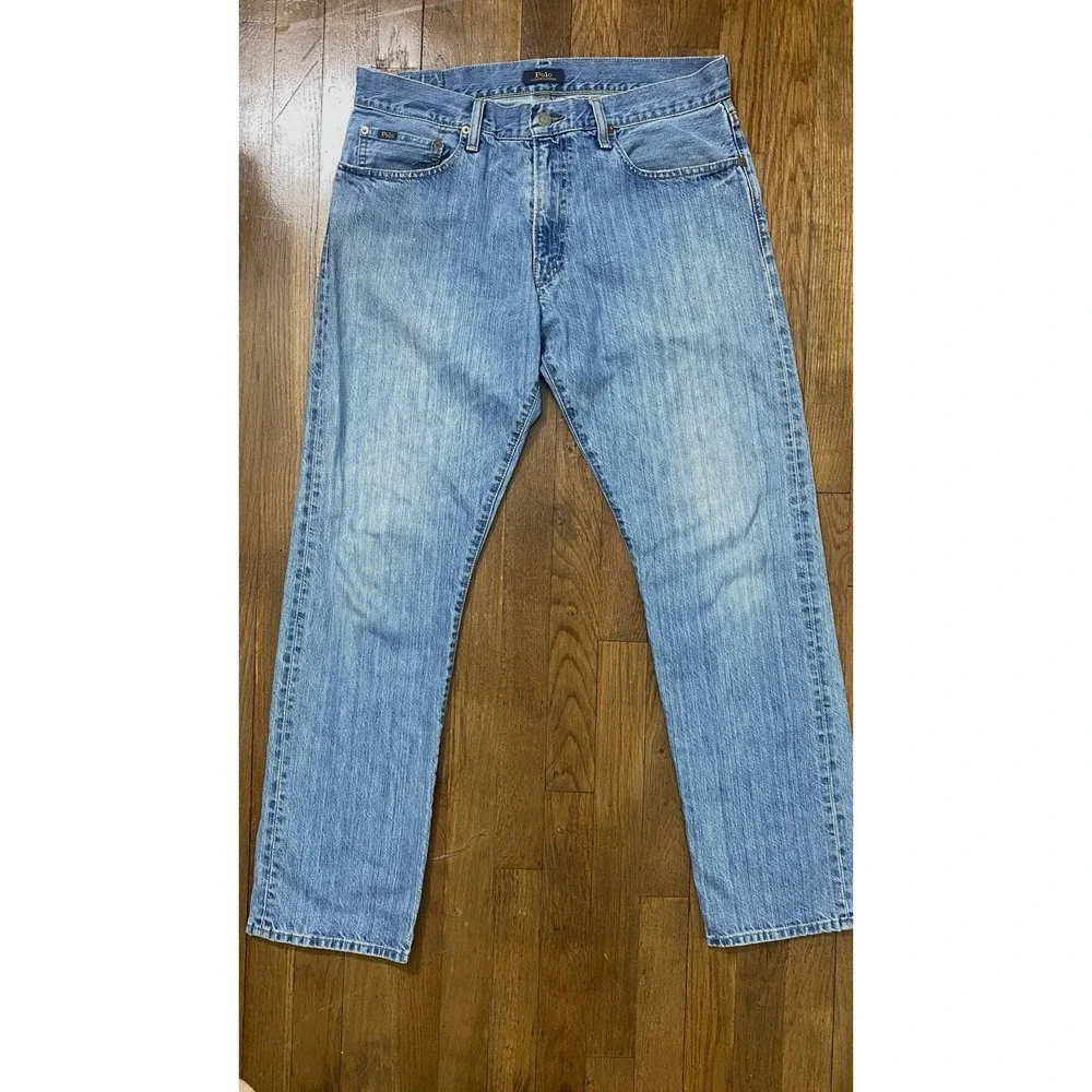 Polo Ralph Lauren Men's 34x30.5 Hampton Relaxed Straight-Fit Stretch Blue Jeans